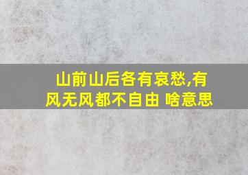 山前山后各有哀愁,有风无风都不自由 啥意思